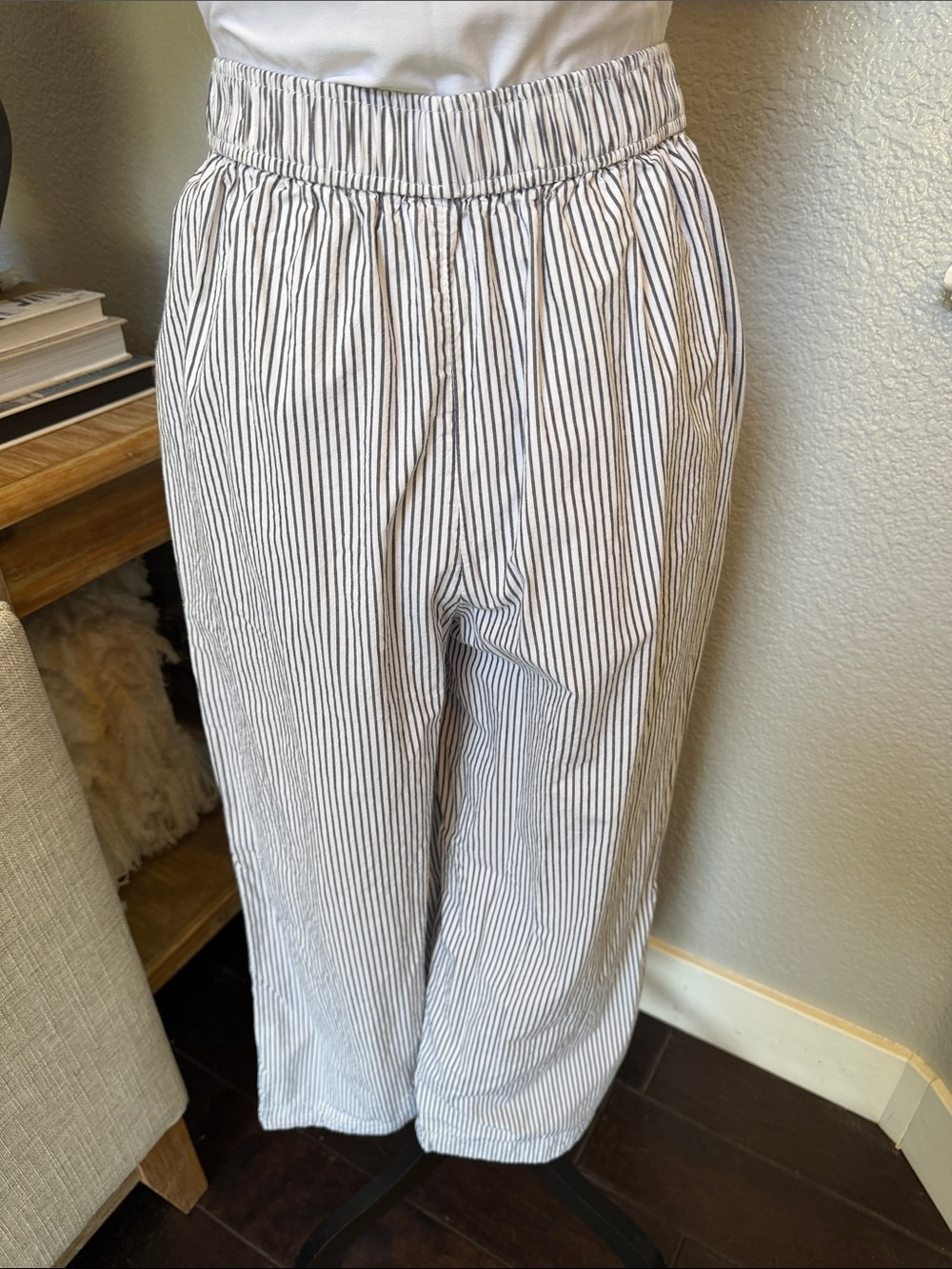 Anthropologie Wide Leg Striped High Waisted Boxer Lounge Pants Size Small - Picture 6 of 8